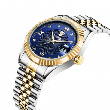 Ceas barbatesc Tevise Mecanic Elegant Automatic Business Self Wind Argintiu Albastru [1]