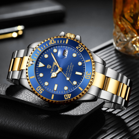 Ceas de mana barbatesc Tevise Mecanic Automatic Luxury Elegant Fashion Analog Argintiu/Albastru [3]