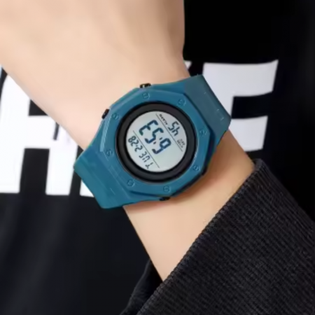 Ceas de mana barbati Skmei Led Sport Alarma Casual Digital Lumina de fundal Cronometru Albastru [4]