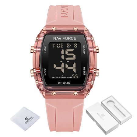 Ceas de mana dama Naviforce Sport Casual Fashion Digital Silicon Roz [2]