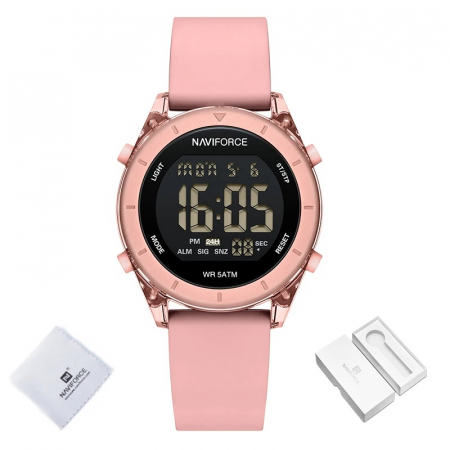Ceas de mana dama Naviforce Sport Casual Fashion Led Silicon Roz [5]