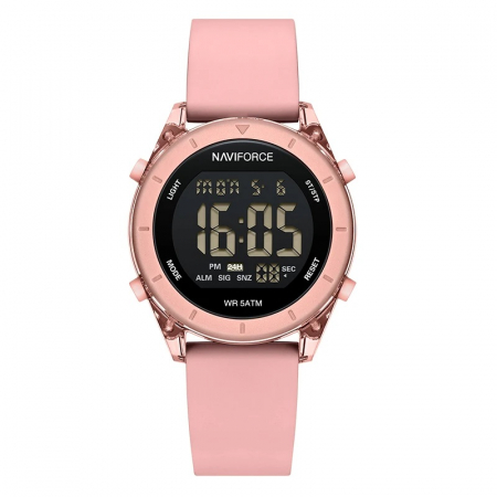 Ceasuri dama - Ceas de mana dama Naviforce Sport Casual Fashion Led Silicon Roz