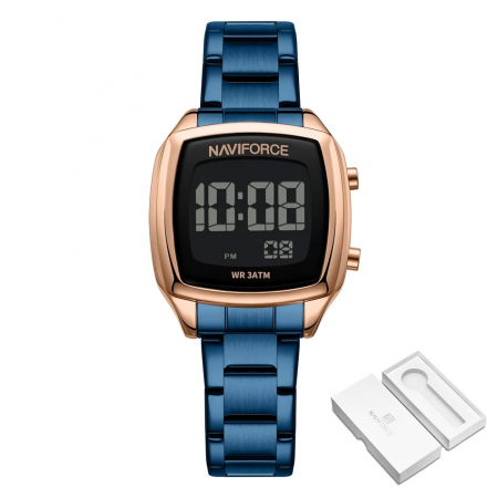 Ceas de mana dama Naviforce Sport LCD Electronic Casual Digital Otel Albastru [6]