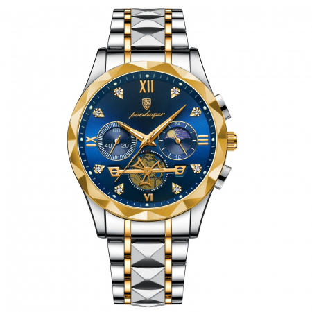 Ceasuri barbatesti - Ceas barbatesc Poedagar Cronograf Quartz Analog Casual Fashion Argintiu