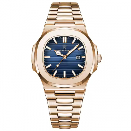 Ceasuri barbatesti - Ceas de mana Poedagar Fashion Quartz Casual Otel Auriu Albastru