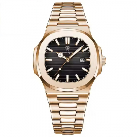 Modele noi - Ceas barbatesc Poedagar Fashion Quartz Casual Otel Auriu Negru