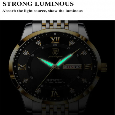 Ceas barbatesc Poedagar Quartz Indici luminosi Otel Analog [4]