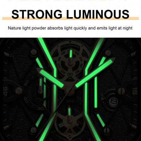 Ceas barbatesc Poedagar Quartz Indici luminosi Analog Piele Data Negru [3]