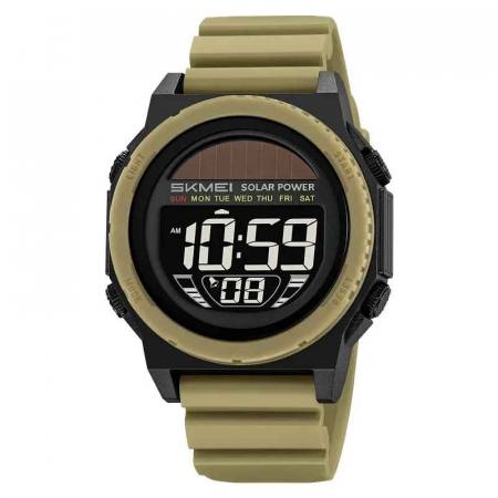 Modele noi - Ceas Digital Bărbătesc SKMEI 2358 Khaki – Sport Militar, LED, Multizona, Rezistent la Apă 5ATM, Shockproof, Cronometru