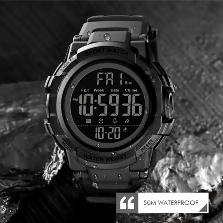 Ceas Digital Bărbați SKMEI 1568 Negru – Afișaj Digital, Funcții Multiple, Design Sportiv, Cronometru, Alarmă, Rezistent la Apă 5ATM [3]