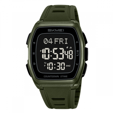 Ceas Digital Bărbați SKMEI 2441 Verde-Army – Funcții Multiple, Design Sport, Afișaj LED, Alarmă, Rezistent la Apă 5ATM [3]