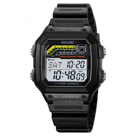 Modele noi - Ceas Digital Negru Bărbătesc SKMEI 2307 – LED, Brățară Oțel, Stil Sport & Casual, Waterproof 5 ATM, Square Design