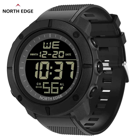 Ceas Digital NORTH EDGE TANK, Dual Time, Cronometru, Countdown, 50M, Negru [1]