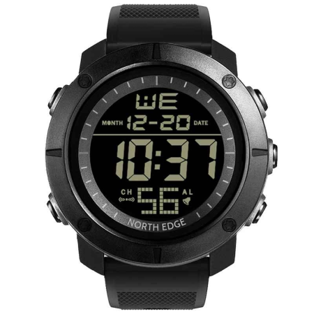Ceasuri barbatesti - Ceas Digital NORTH EDGE TANK, Dual Time, Cronometru, Countdown, 50M, Negru