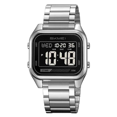 Modele noi - Ceas Digital SKMEI 2133 Argintiu – Brățară Inox, Waterproof 30M, Alarmă, Cronometru și LED
