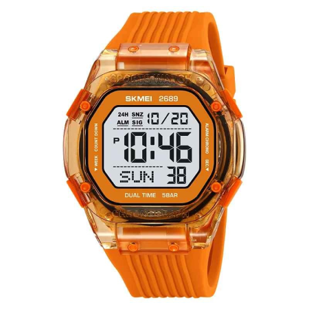 Modele noi - Ceas Digital SKMEI 2689 Portocaliu – Model Sport pentru Bărbați, Rezistent la Apă 50M