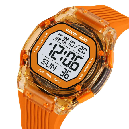 Ceas Digital SKMEI 2689 Portocaliu – Model Sport pentru Bărbați, Rezistent la Apă 50M [1]