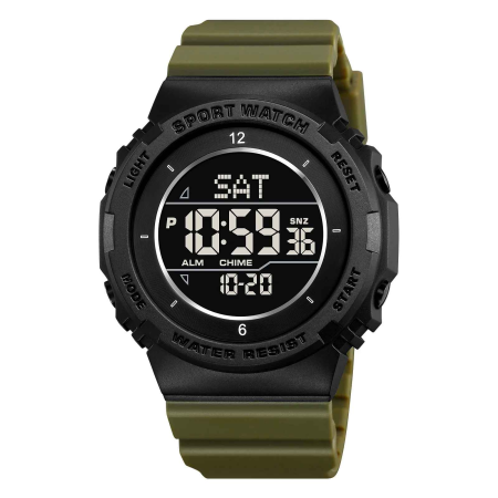 Modele noi - Ceas Digital Sport SKMEI 2400 pentru Bărbați – Waterproof 50M, LED, Alarmă, Verde Militar