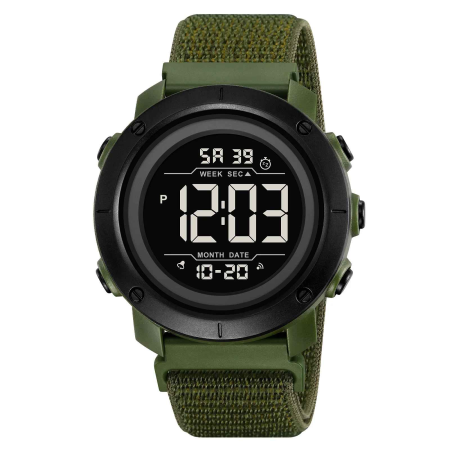 Modele noi - Ceas Digital Sport SKMEI 2497 Verde Militar – Curea Nylon, Waterproof 50M