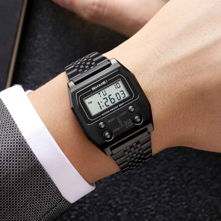 Ceas Digital Vintage SKMEI 2460 Auriu – Stil Retro, Alarmă și Cronometru [1]
