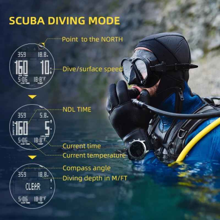 Ceas Diving NORTH EDGE AQUA, Scuba & Freedive, Busolă, Altimetru, Barometru, 100M [5]