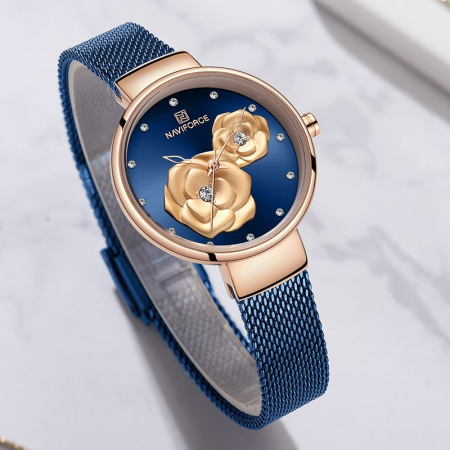 Ceas femei Naviforce Elegant Auriu Quartz Albastru [2]