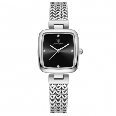 Ceasuri dama - Ceas dama Poedagar Quartz Elegant 3 ATM Casual Fashion Otel Argintiu Negru