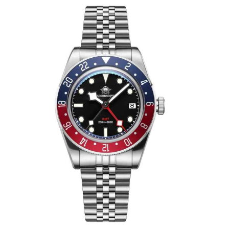 Ceasuri barbatesti - Ceas GMT Quartz AD2044 39mm – Otel 316L, 200m Waterproof, Bezel Rotativ, Luminiscent BGW9, Geam Safir Mineral