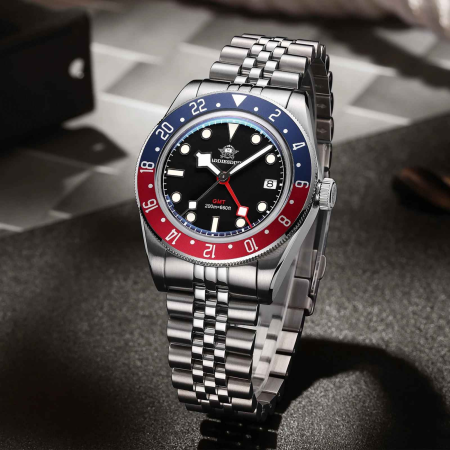 Ceas GMT Quartz AD2044 39mm – Otel 316L, 200m Waterproof, Bezel Rotativ, Luminiscent BGW9, Geam Safir Mineral [4]