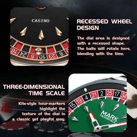 Ceas Mark Fairwhale FW-5031 pentru bărbați, mecanism quartz, cadran cu cifre arabe și design rotativ, carcasă metalică 43mm [5]