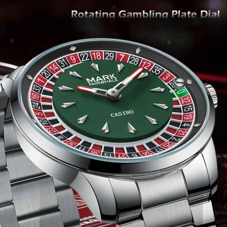 Ceas Mark Fairwhale FW-5031 pentru bărbați, mecanism quartz, cadran cu cifre arabe și design rotativ, carcasă metalică 43mm [3]