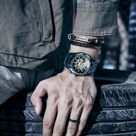 Ceas mecanic automatic Forsining Analog Elegant Luxury Albastru [1]