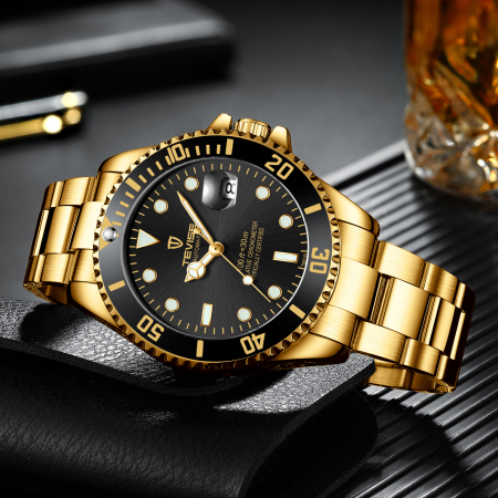 Ceas mecanic automatic Tevise Otel Auriu [1]