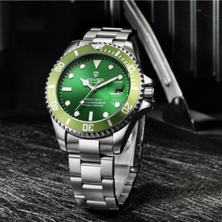 Ceas mecanic automatic Tevise Otel Verde Analog Business Elegant Data [3]