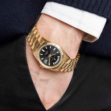 Ceas mecanic Pagani Design PD-1752 Gold Edition, Seagull ST16, cadran negru, oțel inoxidabil, rezistent 100m [3]