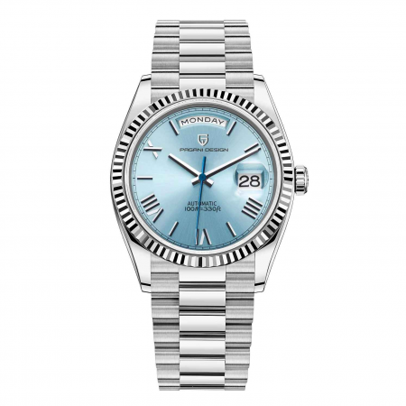 Ceasuri barbatesti - Ceas mecanic Pagani Design PD-1752, Seagull ST16, 36mm, afișaj zi și dată, oțel inoxidabil, rezistență 100m