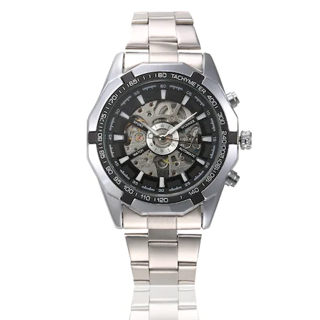 Ceasuri barbatesti - Ceas Mecanic Automatic T-Winner Clasic Fashion Argintiu