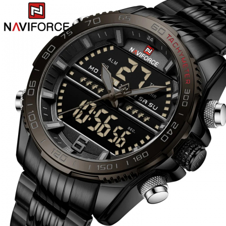 Ceas barbatesc Naviforce Cronograf Alarma Indici luminosi Lumina fundal Quartz Analog Digital [4]
