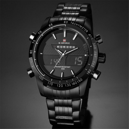 Ceas Naviforce clasic multifunctional, rezistent la apa 5Bar, mecanism Quartz, afisaj digital si analogic [2]