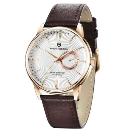 Ceasuri barbatesti - Ceas PAGANI DESIGN PD-1654 Gold White, Quartz VH65, Safir AR, 40mm, 100M