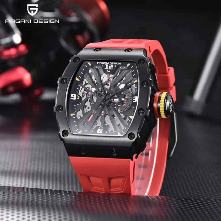 Ceas PAGANI DESIGN PD-1738 Black Red, Quartz VH65, Safir AR, 42mm, 50M [4]