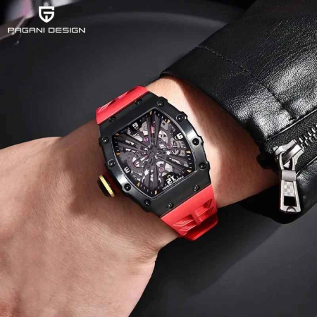 Ceas PAGANI DESIGN PD-1738 Black Red, Quartz VH65, Safir AR, 42mm, 50M [3]