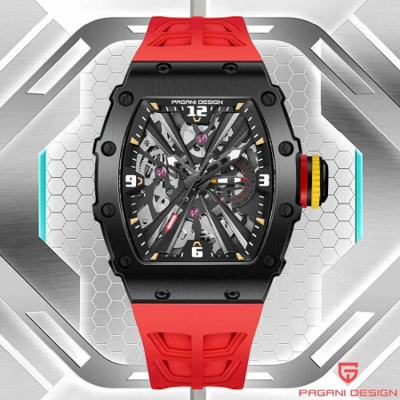 Ceas PAGANI DESIGN PD-1738 Black Red, Quartz VH65, Safir AR, 42mm, 50M [2]