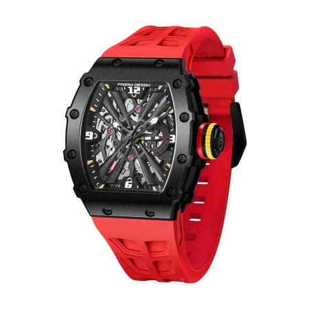 Ceasuri barbatesti - Ceas PAGANI DESIGN PD-1738 Black Red, Quartz VH65, Safir AR, 42mm, 50M