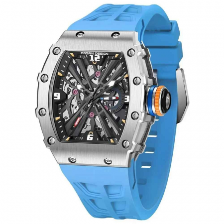 Modele noi - Ceas Pagani Design PD-1738, Japan VH65, design skeleton, 42mm, curea silicon, rezistență 100m