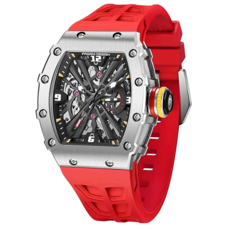 Ceasuri barbatesti - Ceas PAGANI DESIGN PD-1738 Red, Quartz VH65, Safir AR, Oțel 316L, 42mm, 50M
