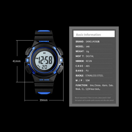 Ceas Skmei pentru copii Sport Digital Cronometru Alarma Data Albastru [2]