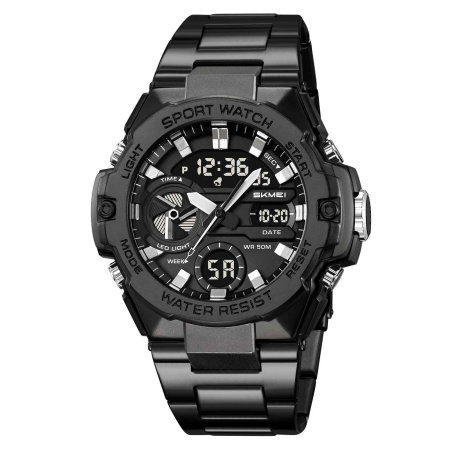 Modele noi - Ceas SKMEI 2404 Negru pentru Bărbați – Model Sport Digital cu Brățară Metalică și Rezistență 50M