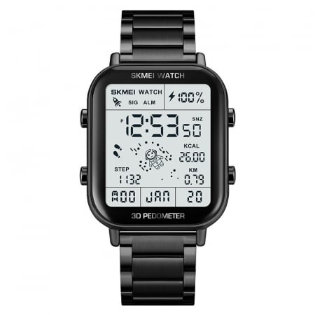 Ceas Skmei Pedometru Negru Digital Alarma Data Multifunctional [0]