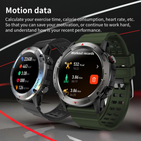 Ceas smartwatch barbati Tio®, 1.39 inch TFF IPS HD, multi sport, apel bluetooth 5.0 HD, tensiune arteriala, monitorizare ritm cardiac multi point, oxigen in sange, difuzor, carcasa metalica, IP68 [4]